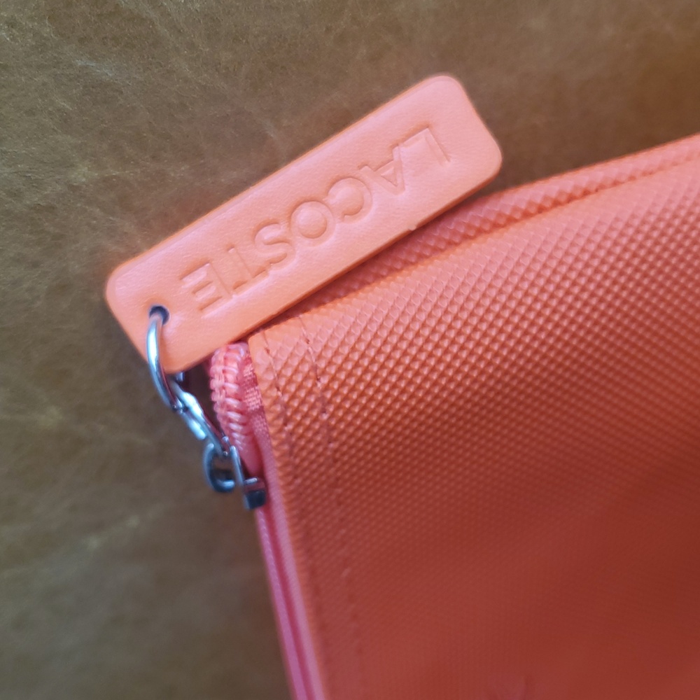 Lacoste Travel Toiletry Cosmetic Makeup Orange Clutch Bag - Picture 3 of 10